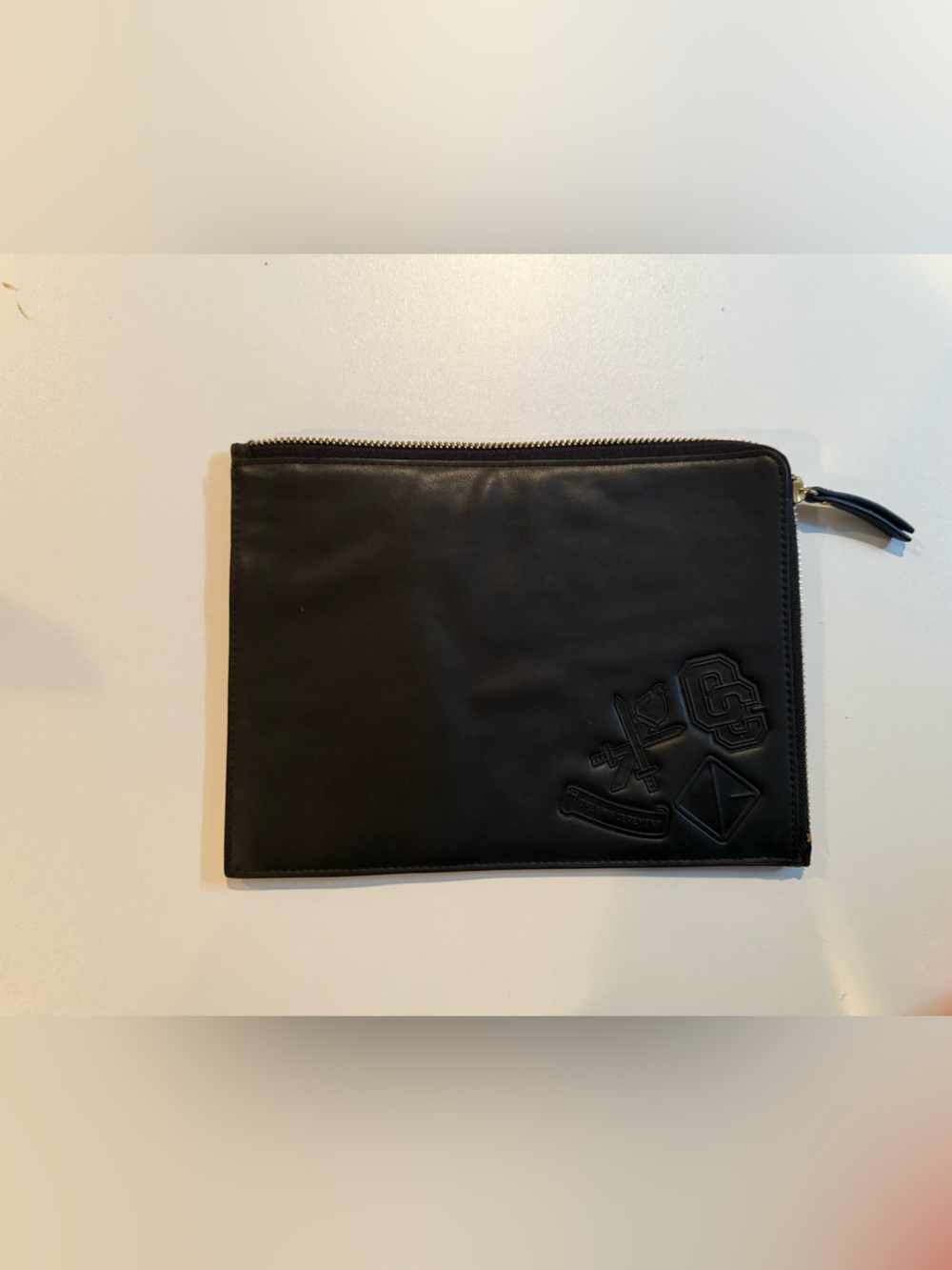 Opening Ceremony Black Leather Zip Pouch
